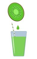 jugo de kiwi en un vaso con pajita vector