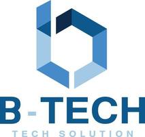 plantilla de vector de logotipo de solución de tecnología de monograma de letra b