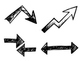 Set of hand drawn ink arrow illustration. Business doodle clipart. Single element for design vector