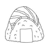 Hand drawn onigiri clipart. Japanese fast food made of rice. Rice ball in nori seaweed vector