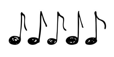 conjunto de garabatos de notas musicales. símbolo musical dibujado a mano. elementos para impresión, web, diseño, decoración, logotipo vector