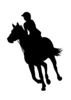 diseño de gráficos dibujo silueta mujer de carreras de caballos para la carrera con ilustración de vector de fondo blanco