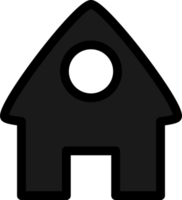 Black House Icon Ilustration With Opened Door In The Middle and Circle On The top png