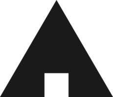 Black Triangle House Icon Ilustration With Opened Door In The Middle png