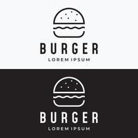 logotipo de hamburguesa, emblema de restaurante, cafetería, etiqueta de hamburguesa y fábrica. plantilla de comida rápida. vector