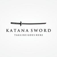 Japanese vintage katana samurai sword logo template,japanese heritage sword vector illustration.