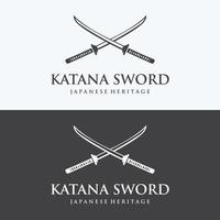 Japanese vintage katana samurai sword logo template,japanese heritage sword vector illustration.