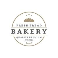 plantilla de diseño de logotipo de pan de trigo retro. insignia para panadería, panadería casera, restaurante o cafetería, pastelería, negocios. vector