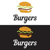 logotipo de hamburguesa, emblema de restaurante, cafetería, etiqueta de hamburguesa y fábrica. plantilla de comida rápida. vector