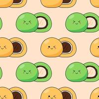 Seamless pattern with kawaii mochi on light background. vector