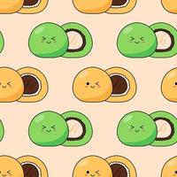 Seamless pattern with kawaii mochi on light background. vector