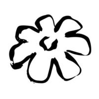 Abstract flower drawn with a brush and ink. Vector decorative design element in black