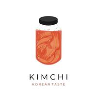 kimchi en logotipo de ilustración de tarro vector