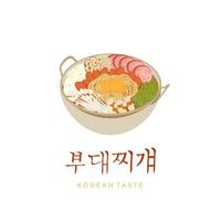 delicioso budae jjigae ejército estofado ilustración logo vector