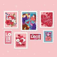 Valentine Stamp Sticker Template vector