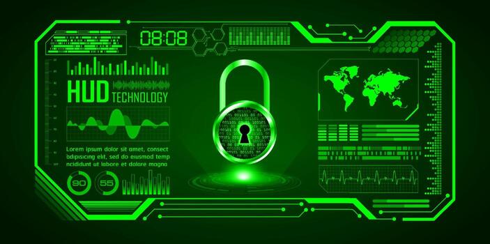 Fondo de tecnología de ciberseguridad moderna con candado vector