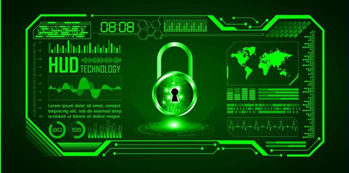 Modern Cybersecurity Technology Background with padlock vector