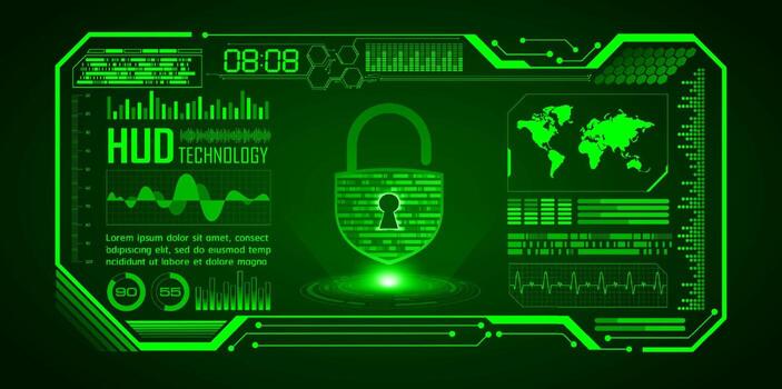 Fondo de tecnología de ciberseguridad moderna con candado vector