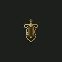 QK initial monogram logo design for law firm vector image