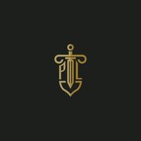 PL initial monogram logo design for law firm vector image