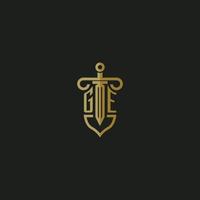 GE initial monogram logo design for law firm vector image