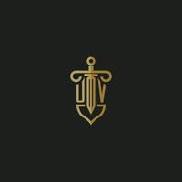 UV initial monogram logo design for law firm vector image