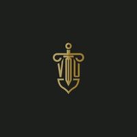 VU initial monogram logo design for law firm vector image