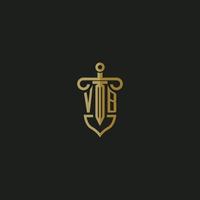 VB initial monogram logo design for law firm vector image
