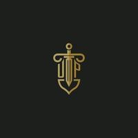 UP initial monogram logo design for law firm vector image
