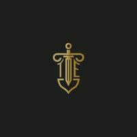 TE initial monogram logo design for law firm vector image