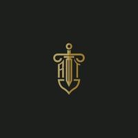 RT initial monogram logo design for law firm vector image