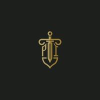 PI initial monogram logo design for law firm vector image