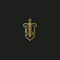 KJ initial monogram logo design for law firm vector image