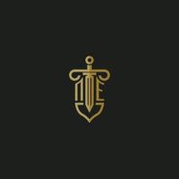 NE initial monogram logo design for law firm vector image