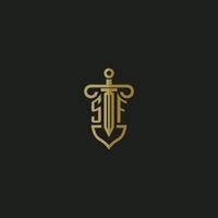 SF initial monogram logo design for law firm vector image