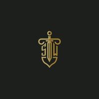 SW initial monogram logo design for law firm vector image