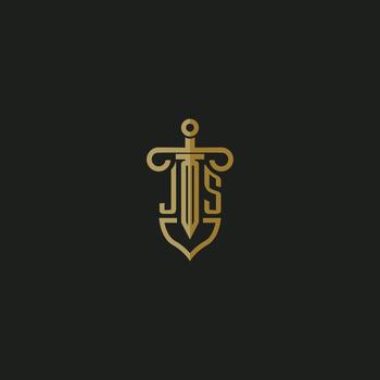 JS initial monogram logo design for law firm vector image