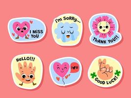 Set of Affection Chat Stickers vector