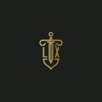 LX initial monogram logo design for law firm vector image