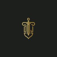 DJ initial monogram logo design for law firm vector image