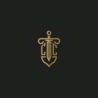 CC initial monogram logo design for law firm vector image
