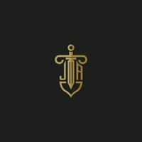 JR initial monogram logo design for law firm vector image