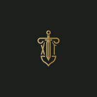 XT initial monogram logo design for law firm vector image