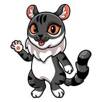 Cute American curl cat cartoon waving hand vector