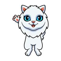 Cute persian cat cartoon waving hand vector