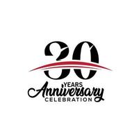 30th anniversary celebration design template for booklet with red and black colour , leaflet, magazine, brochure poster, web, invitation or greeting card. Vector illustration.