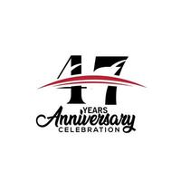 47th anniversary celebration design template for booklet with red and black colour , leaflet, magazine, brochure poster, web, invitation or greeting card. Vector illustration.