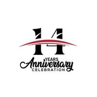 14th anniversary celebration design template for booklet with red and black colour , leaflet, magazine, brochure poster, web, invitation or greeting card. Vector illustration.