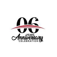 06th anniversary celebration design template for booklet with red and black colour , leaflet, magazine, brochure poster, web, invitation or greeting card. Vector illustration.