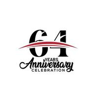 64th anniversary celebration design template for booklet with red and black colour , leaflet, magazine, brochure poster, web, invitation or greeting card. Vector illustration.